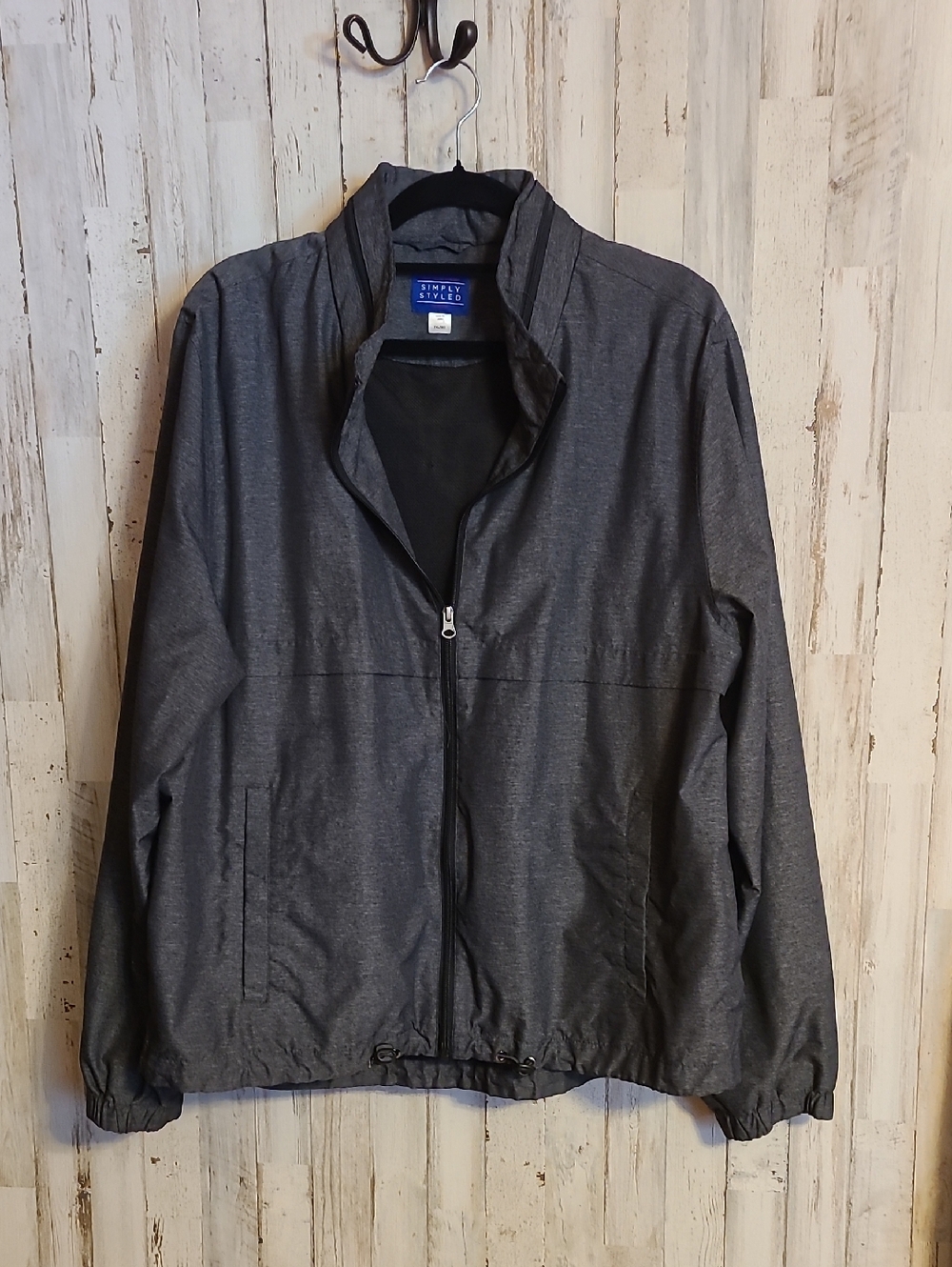 Simply Styled Men's Dark Charcoal Windbreaker Jacket